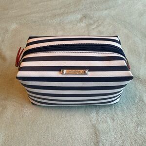 Stella & Dot Navy White Striped Cosmetic Bag Pouf